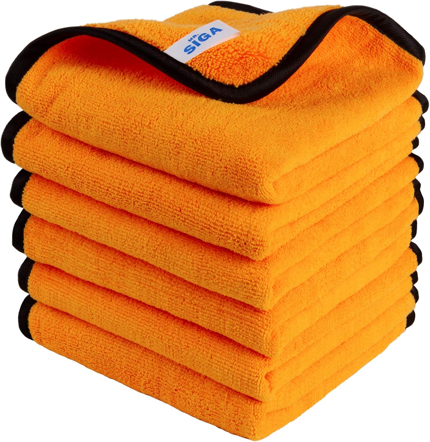 MR.SIGA premium microfiber car washing and detailing towels, dual-sided, gold, 6 pack, 15.7 x 23.6 inch