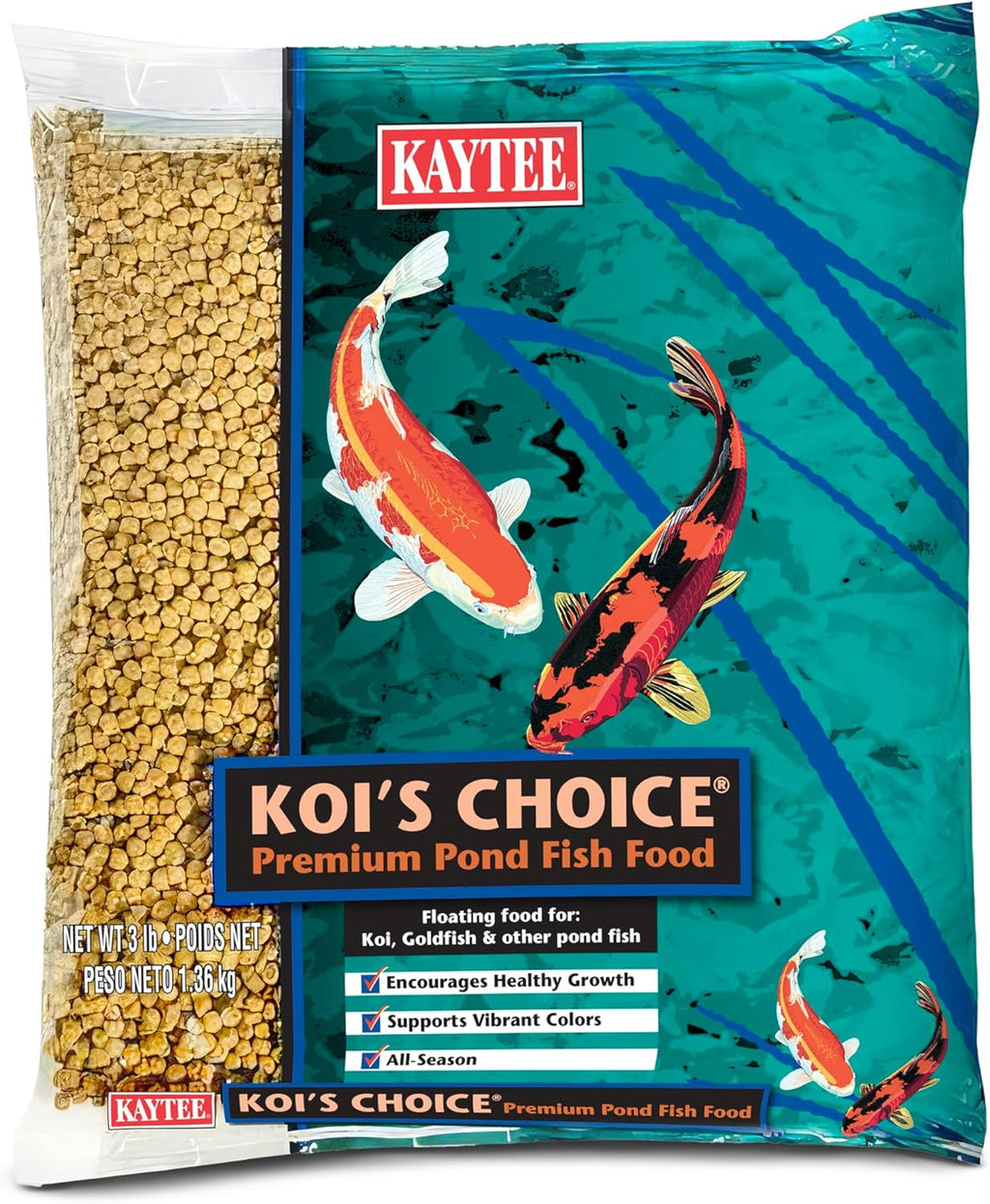 kaytee koi's choice koi floating fish food for koi goldfish and pond fish 10 pounds