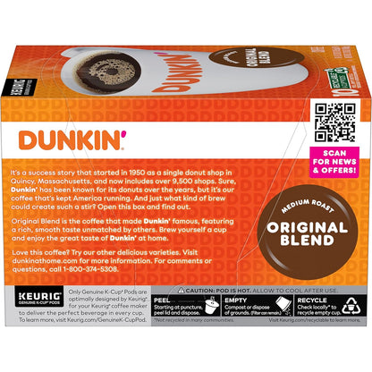 dunkin original blend coffee medium roast k-cup pods 10 count boxes pack of 6