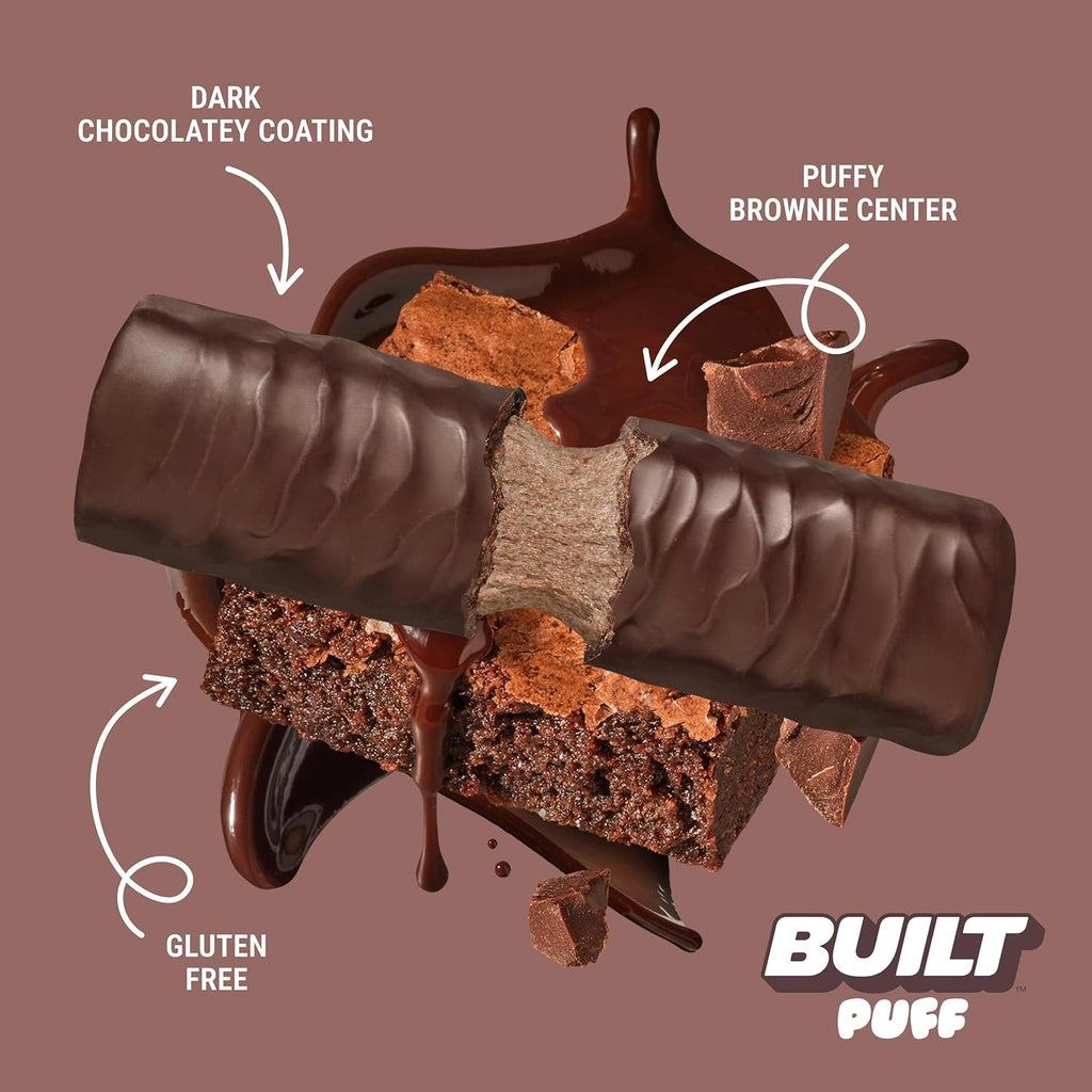 Built Bar, Brownie Batter Puff, 17g protein, 140 calories, gluten-free, 12 count