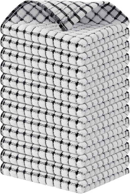 Kitinjoy Cotton 8 Pack Terry Kitchen Dish Cloths, 12 x 12 Inches Super Soft and Absorbent Dish Rags, Quick Drying Dish Towels for Washing Dishes, Mixed Color