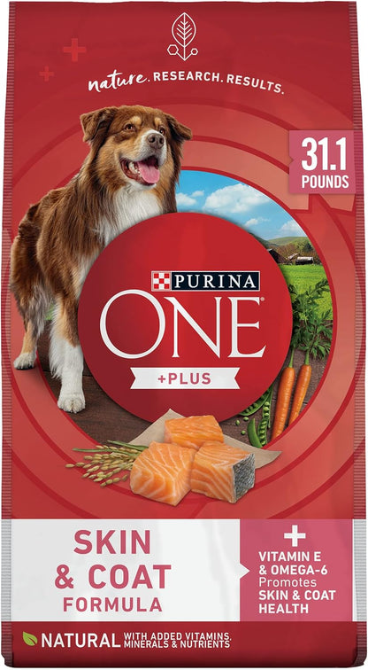 purina one natural sensitive stomach dry dog food plus skin & coat formula salmon 31.1 lb bag