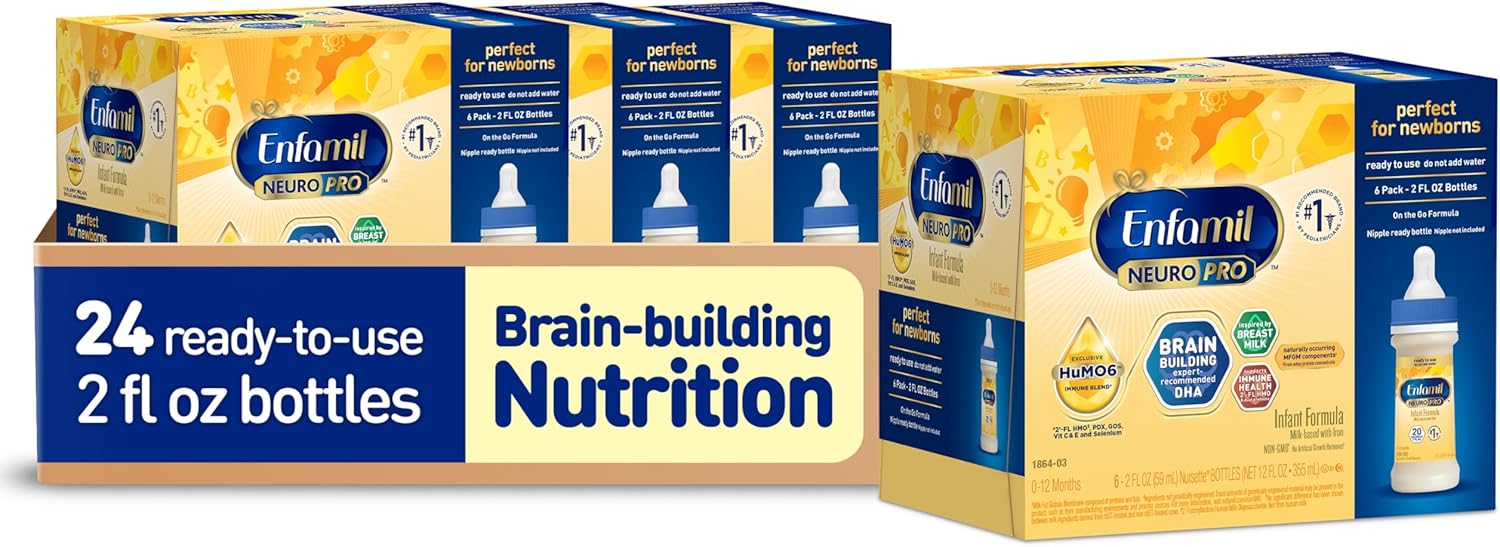 Enfamil NeuroPro Ready-to-Use Baby Formula with DHA and Prebiotics, Non-GMO, 24 Count Nursette Bottles