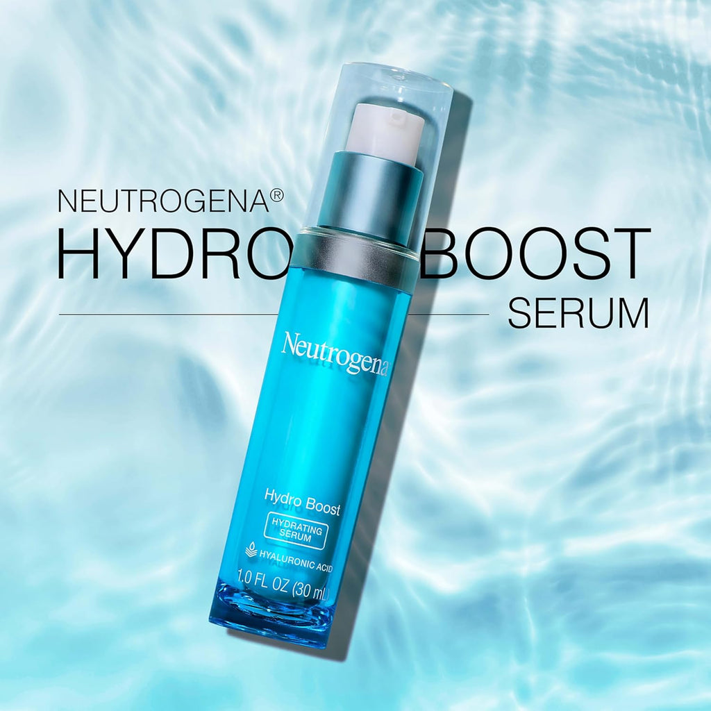 neutrogena hydro boost hyaluronic acid serum, hydrating face moisturizer for dry skin, oil-free non-comedogenic moisturizer, 1 fl oz