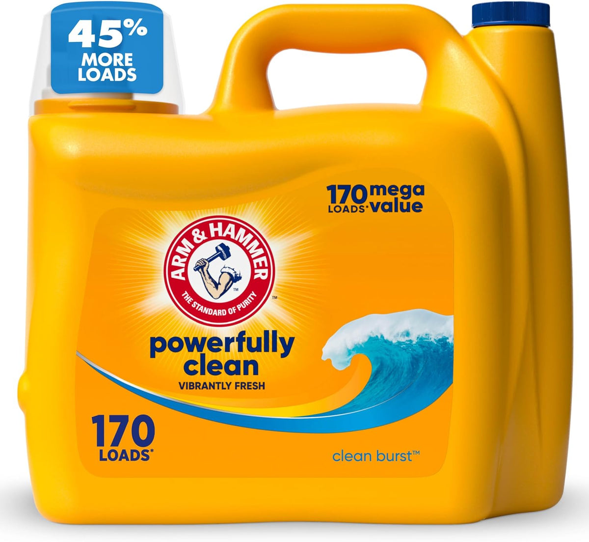 ARM & HAMMER Liquid Laundry Detergent, Clean Burst Fresh, 170 fl oz, 170 Loads