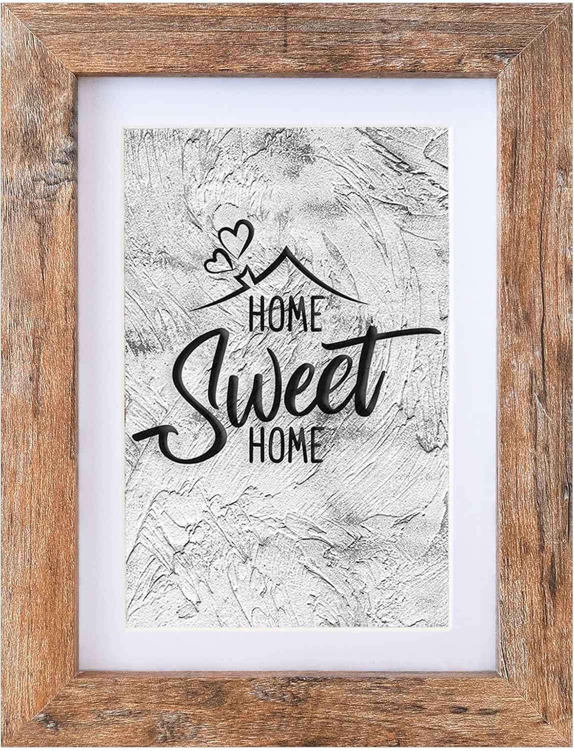 Califortree 5x7 Picture Frame - Can Display Photo 4x6 with Mat, Wood Frame with Shatterproof Plexiglass, Horizontal and Vertical Display for Wall and Tabletop, Rustic Brown