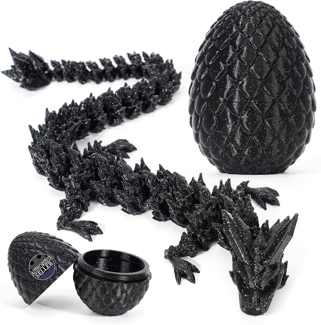 12 inch 3d printed dragon easter egg with fall protection and reinforced joints, eco-friendly fidget toy in rainbow color