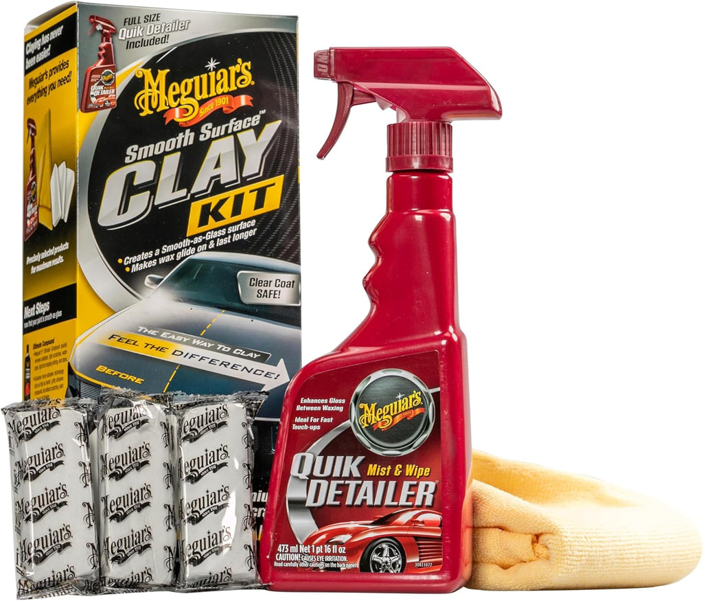 Meguiar's G191700 smooth surface clay kit for safe and easy car claying, glass finish results