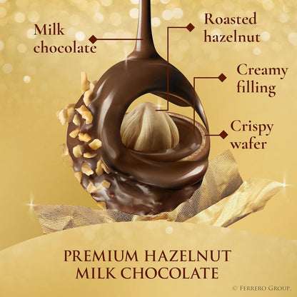 Ferrero Rocher gourmet hazelnut milk chocolate gift box with 16 individually wrapped chocolates, 7 oz, perfect for gifting and sharing