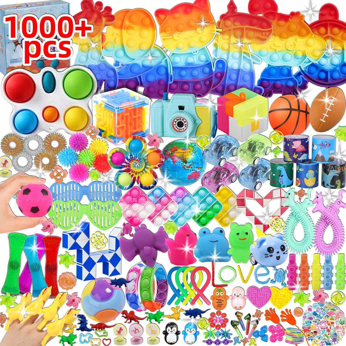 1000 Pcs Party Favors for Kids, Fidget Toys Bulk, Birthday Gift Toys, Fidgets Stocking Stuffers, Treasure Box Party, Goodie Bag Carnival Prizes, Pinata Filler Stuffers Classroom