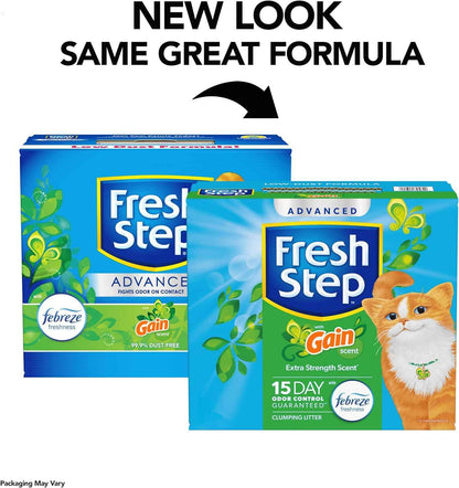 Fresh Step Advanced Clumping Litter with Febreze Freshness with Gain Scent, Fights Odor on Contact, 37 lbs. (2 x 18.5 lb. Box) (Package May Vary)