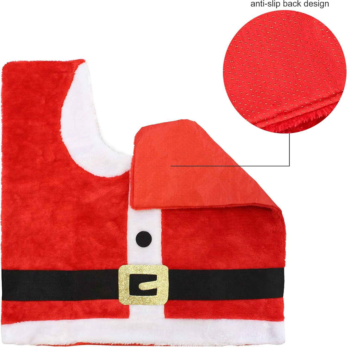 JOYIN 5 Pieces Christmas Theme Bathroom Decoration Set w/Toilet Seat Cover, Rugs, Tank Cover, Toilet Paper Box Cover and Santa Towel for Xmas Indoor Décor, Party Favors (Santa)
