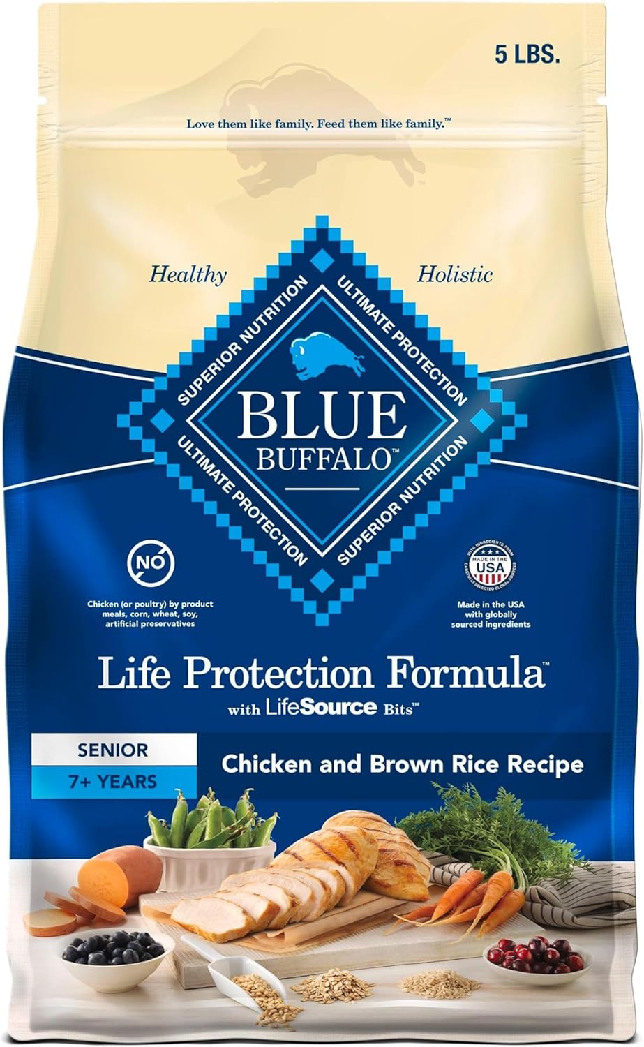 Blue Buffalo Life Protection Formula Senior Dry Dog Food - 5-lb Bag, Chicken & Brown Rice Recipe with Joint Health Support