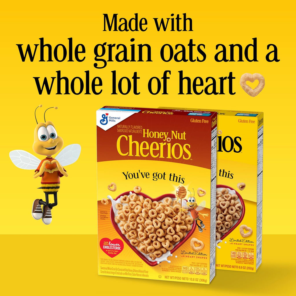 Cheerios Limited Edition Heart Shapes, Affirmations Box, Gluten Free, Giant Size, 20 oz Cereal