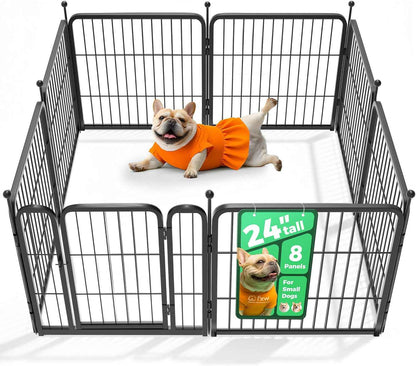 fxw rollick unleashed dog playpen for indoor, yard, rv camping, 24 inch 8 panels for small and puppy dogs, black