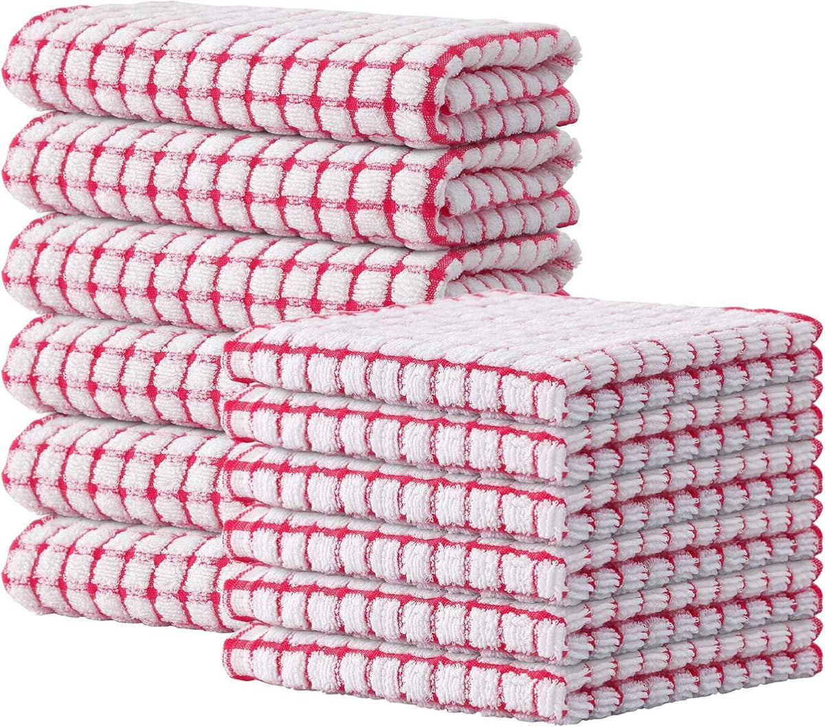 Kitinjoy Cotton 8 Pack Terry Kitchen Dish Cloths, 12 x 12 Inches Super Soft and Absorbent Dish Rags, Quick Drying Dish Towels for Washing Dishes, Mixed Color