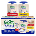 gogo squeeZ yogurtZ variety pack, strawberry & banana, 3oz, pack of 20, kids snacks, gluten free, nut free, recloseable cap, bpa free pouches