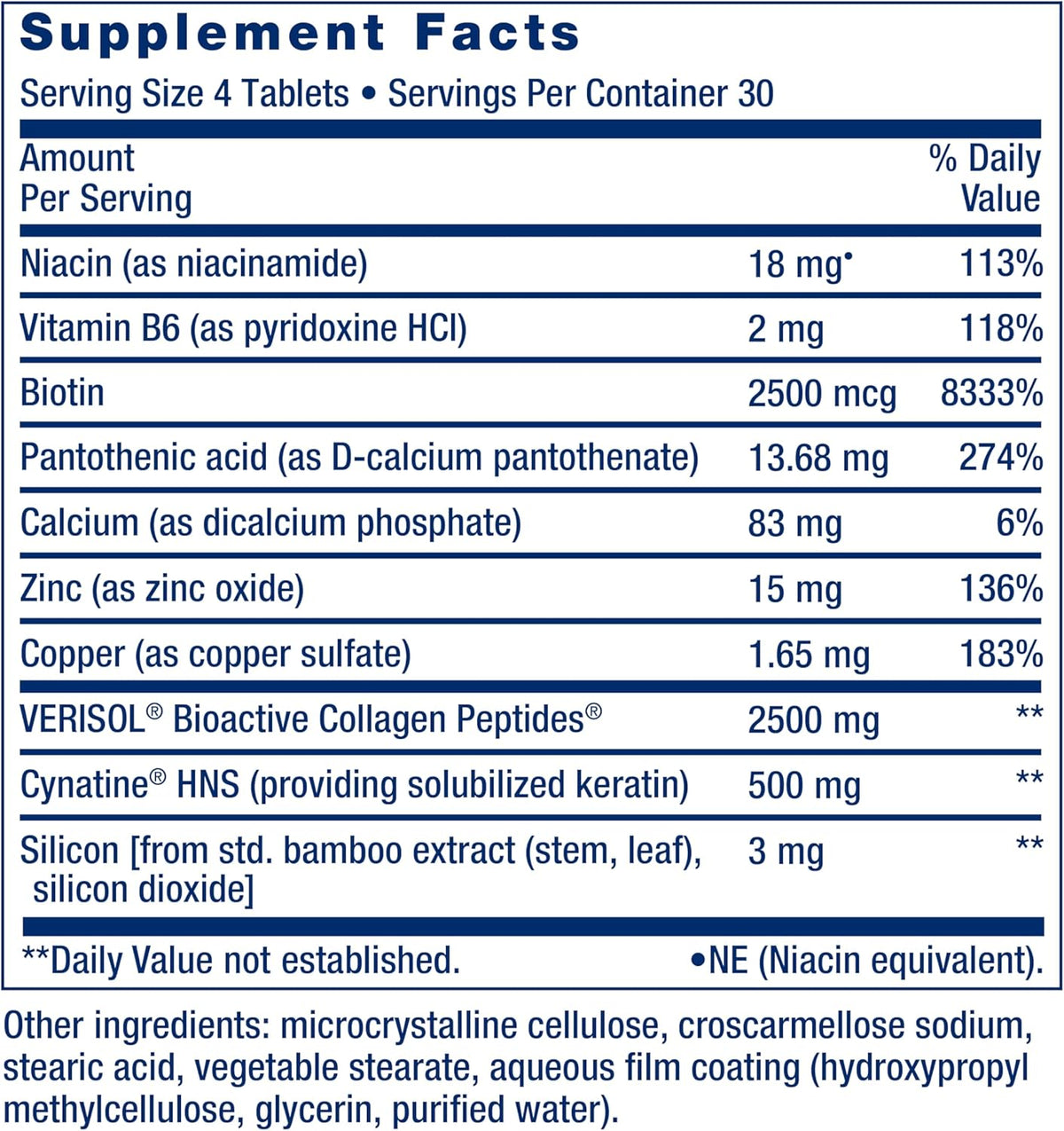 Life Extension Hair, Skin, & Nails- Collagen Plus, 120 Count