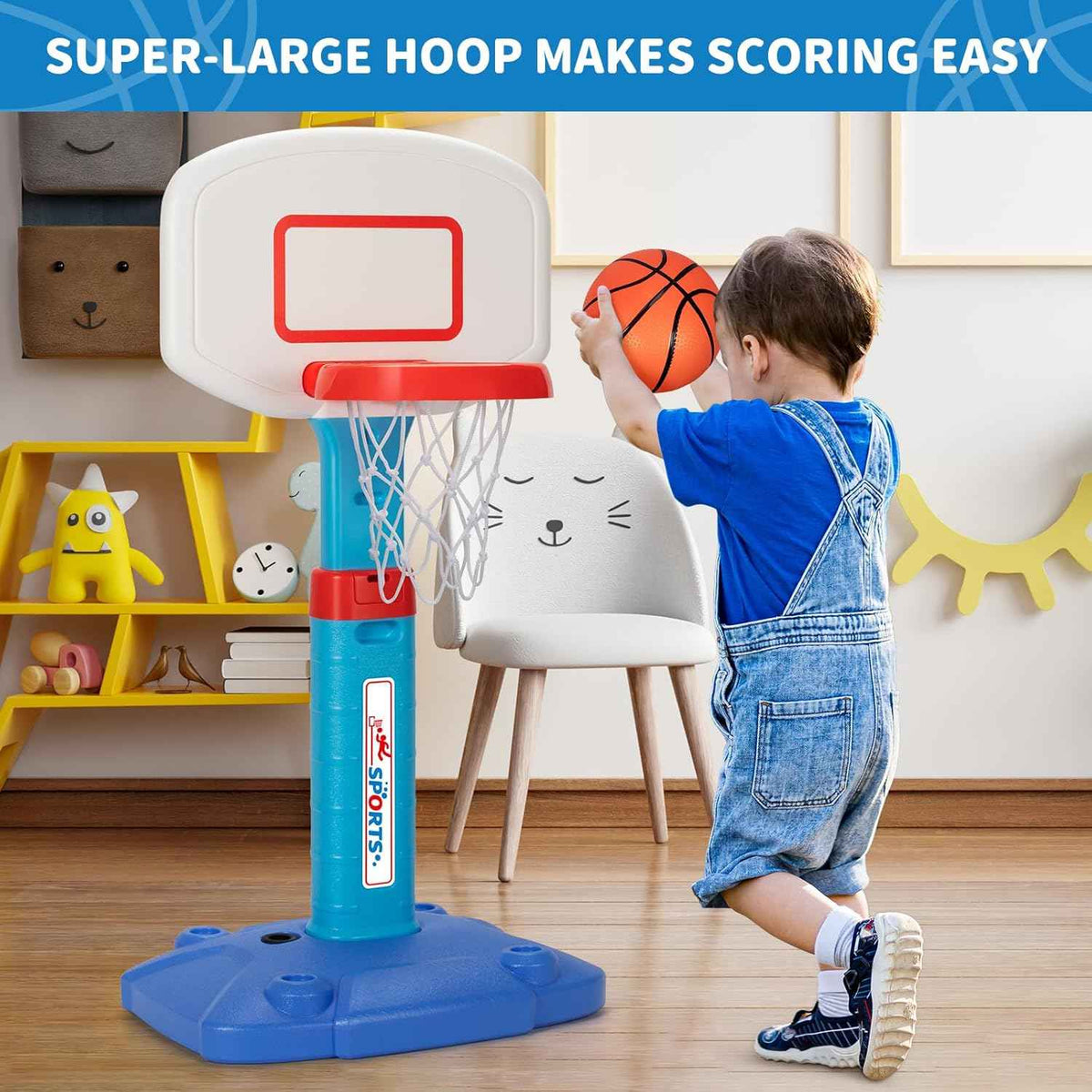 Toddler Basketball Hoop Indoor for Age 1-3, Adjustable Kids Basketball Hoops, Mini Basketball Hoop with 3 Balls for Outdoor Poolside, Birthday Christmas Sport Toys Gift for Baby Boys Girls Age 1 2 3 4