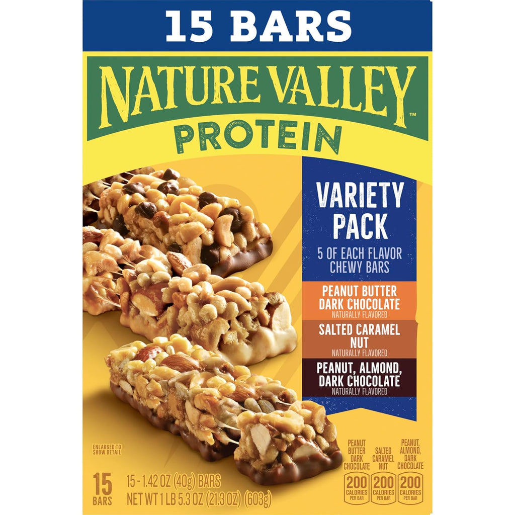 Nature Valley gluten-free protein bars, 10g protein, 15-count variety pack, 21.3 oz box