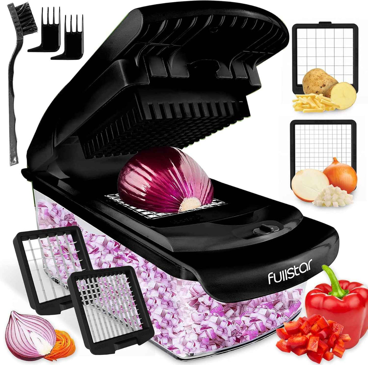Fullstar The Original Pro Chopper - Vegetable Chopper and Spiralizer, Food Chopper with Container, Fruit Slicer, Kitchen Gadgets & Accessories, Home Essentials (4 in 1, White)