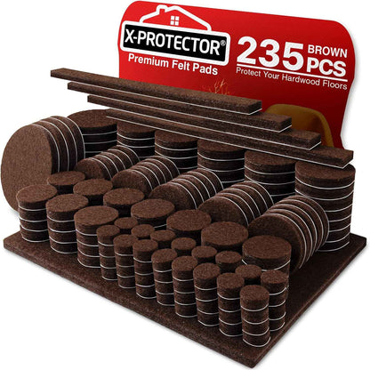 Felt Furniture Pads X-PROTECTOR 133 PCS Premium Furniture Pads - Felt Pads Furniture Feet Best Wood Floor Protectors - Protect Your Hardwood & Laminate Flooring! Brown and Beige