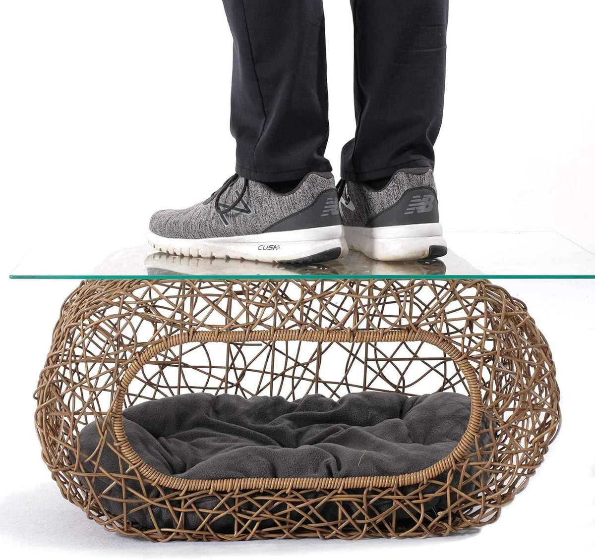 d+ garden cat hideaway house for indoor cats, faux rattan cat bed with top/side entry and enclosed space, 24.5 x 13.3 x 13.8 inches, pet friendly