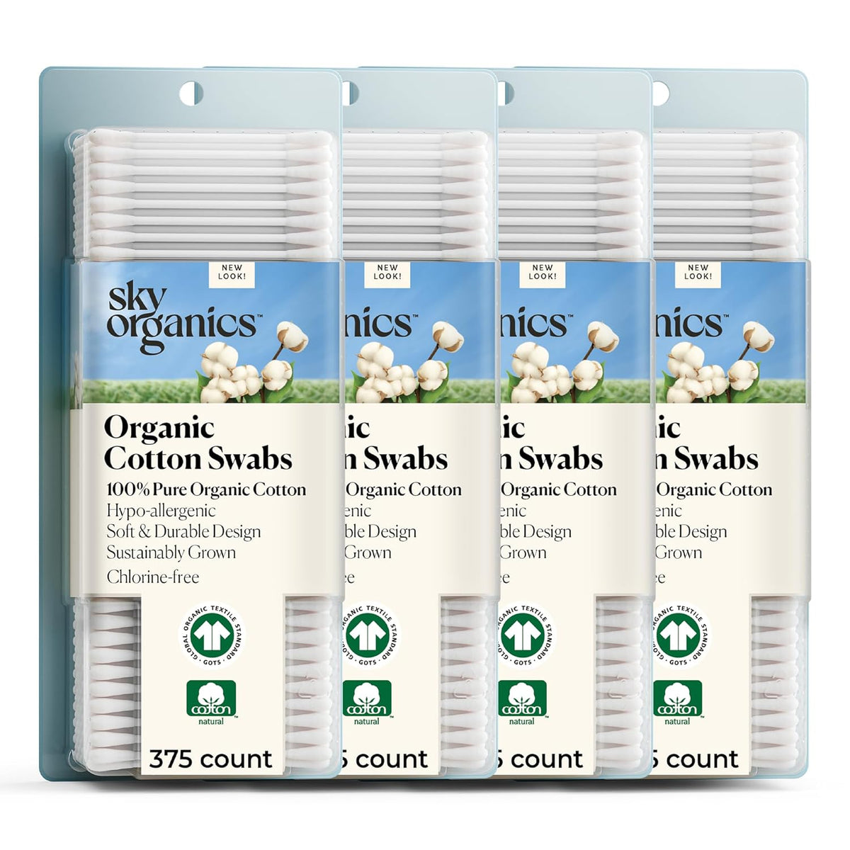 Sky Organics organic baby cotton swabs, 60 count, ultra soft, baby safe tips, strong and durable, hypoallergenic, chlorine free