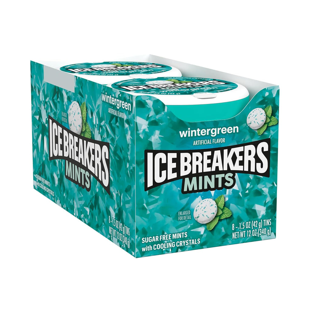 ice breakers wintergreen sugar free mints 1.5 oz 8 count tins for instant refreshment