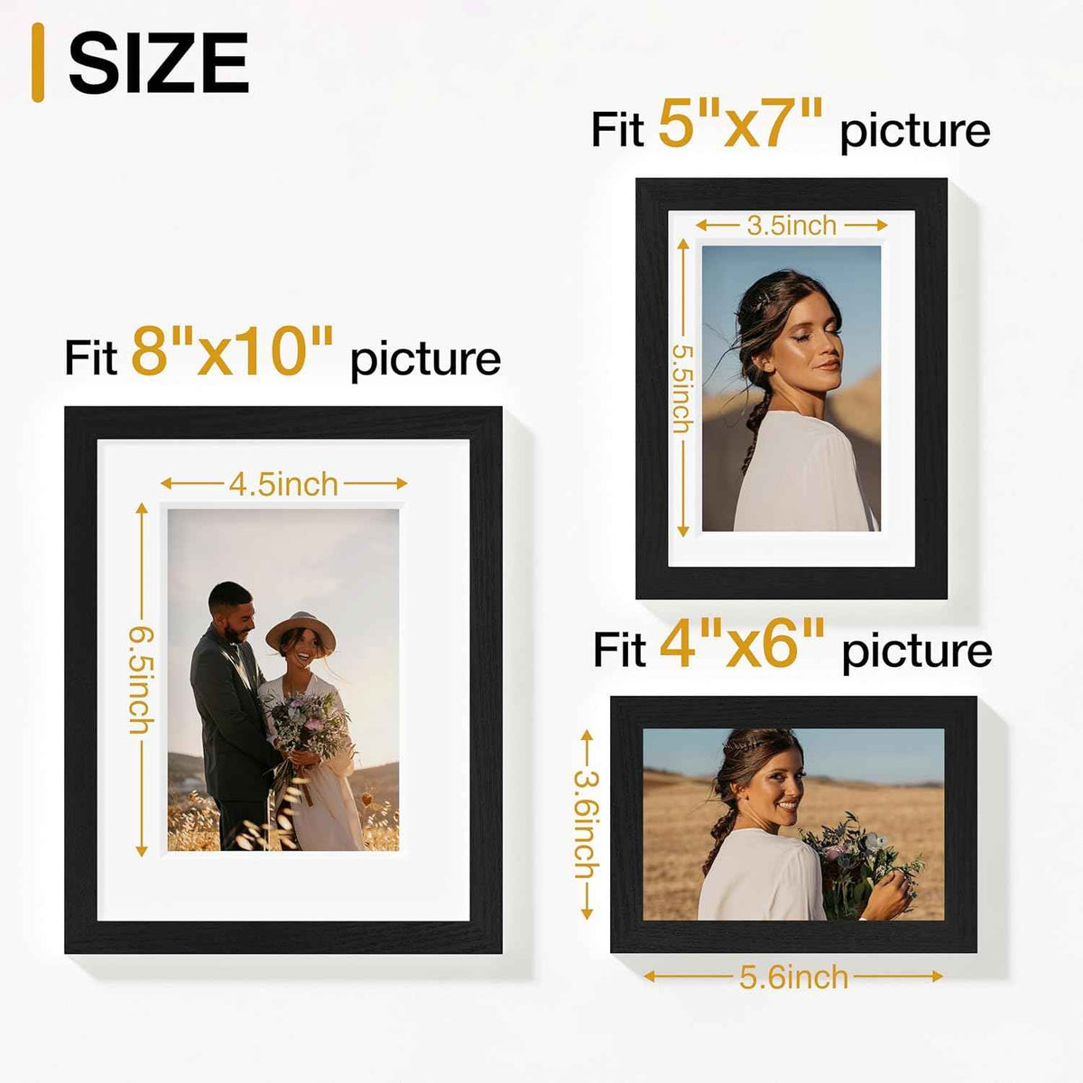 Vittanly 10 Pack Picture Frames Collage Wall Decor, Gallery Wall Frame Set for Wall or Tabletop Display, Engineered Wood and Shatter-resistant Plexiglass, Multi Sizes with 8x10, 5x7, 4x6 Frames, Black
