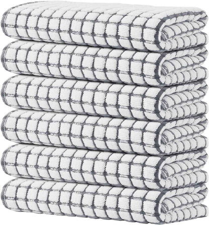 Kitinjoy Cotton 8 Pack Terry Kitchen Dish Cloths, 12 x 12 Inches Super Soft and Absorbent Dish Rags, Quick Drying Dish Towels for Washing Dishes, Mixed Color