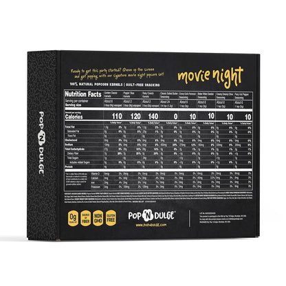 Pop n' Dulge popcorn movie night gift set with 5 gourmet kernels and 5 seasoning packs - 16 piece non-GMO kosher snacks