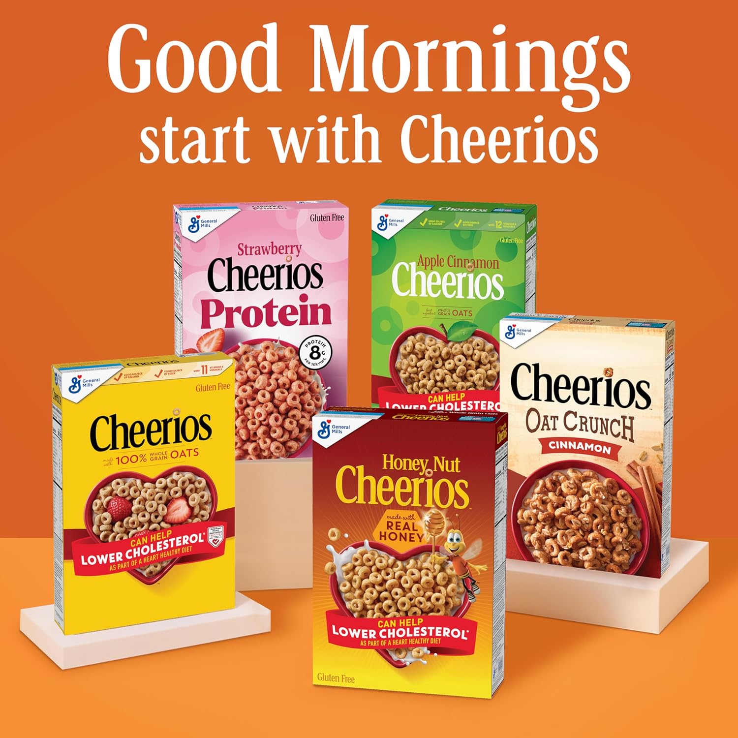 Honey Nut Cheerios heart healthy gluten free cereal, giant size, 27.2 oz, limited edition heart shapes and affirmations