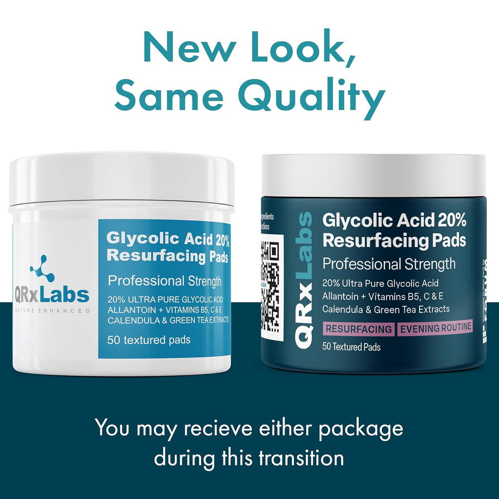 glycolic acid 20% resurfacing pads for face and body with vitamins b5 c e green tea calendula allantoin peel pads