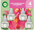 Air Wick plug in scented oil refill, honeysuckle & raspberry, 4 count, essential oils