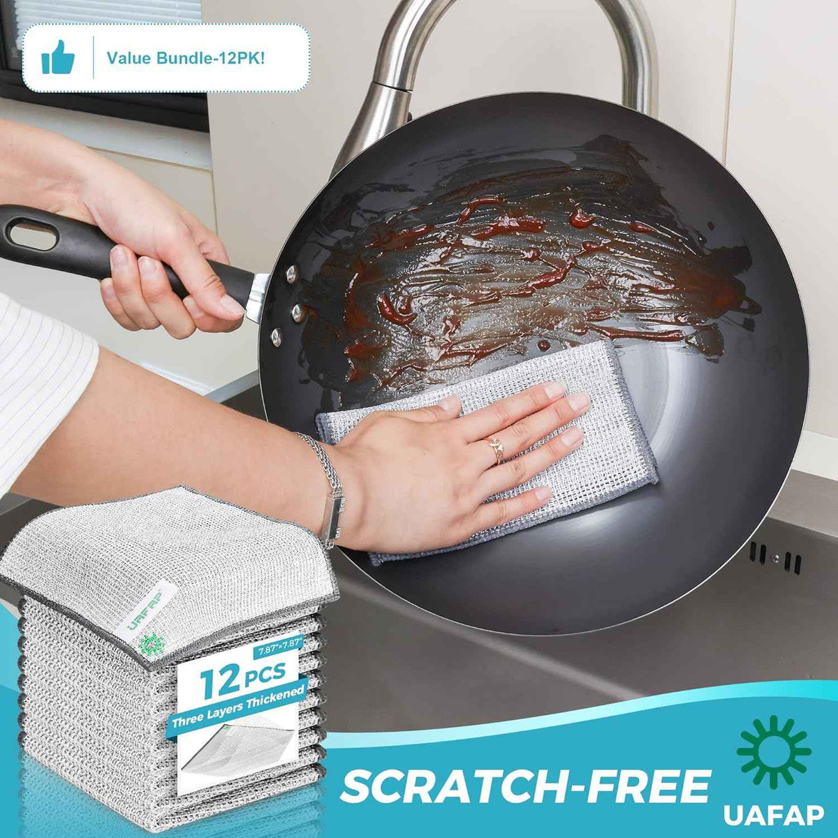 12 PCS Non Scratch Wire Dishcloths for Multi Surface Cleaning with Wire Mesh Material