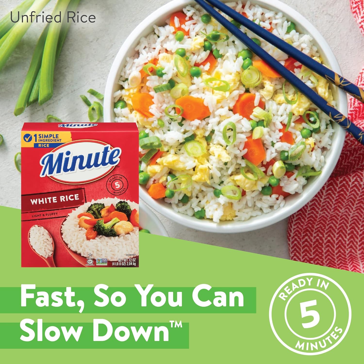 Minute Minute White Rice, 72-Ounce Box, Instant White Rice for Quick Dinner Meals, Gluten-Free, Non-GMO