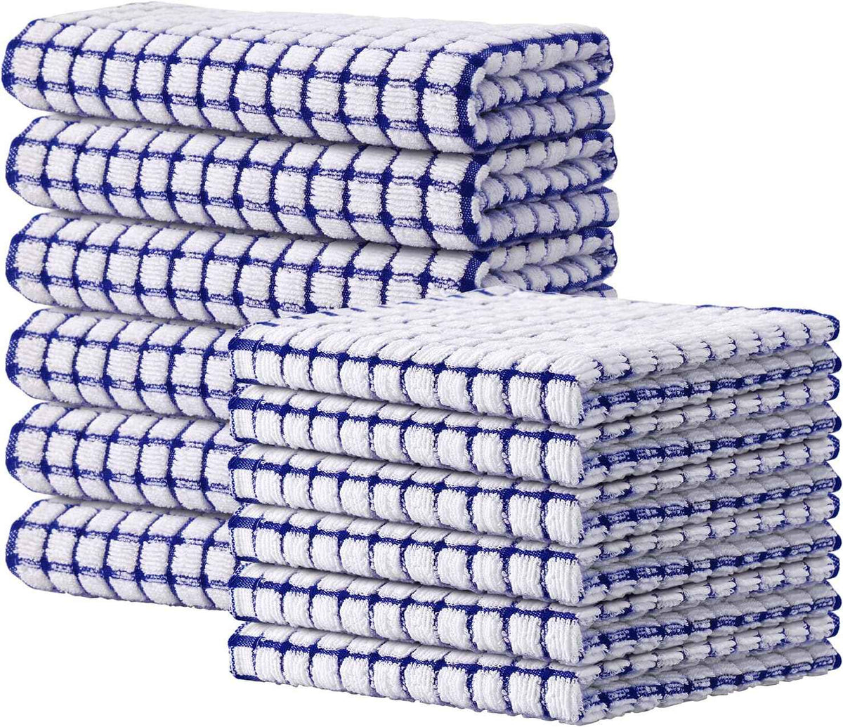 Kitinjoy Cotton 8 Pack Terry Kitchen Dish Cloths, 12 x 12 Inches Super Soft and Absorbent Dish Rags, Quick Drying Dish Towels for Washing Dishes, Mixed Color