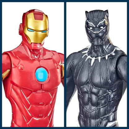 6-inch marvel titan hero series action figure multipack with spider-man, captain america, iron man, thor, captain marvel, and black panther