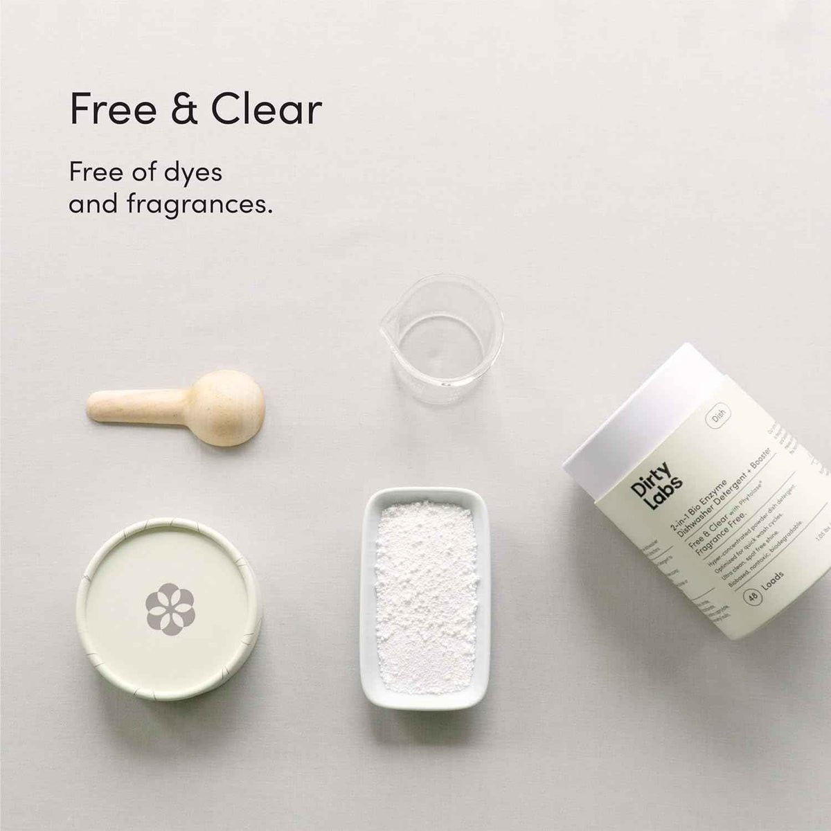 Dirty Labs scent-free dishwasher detergent and booster for ultra clean and spot free results, 48 loads capacity