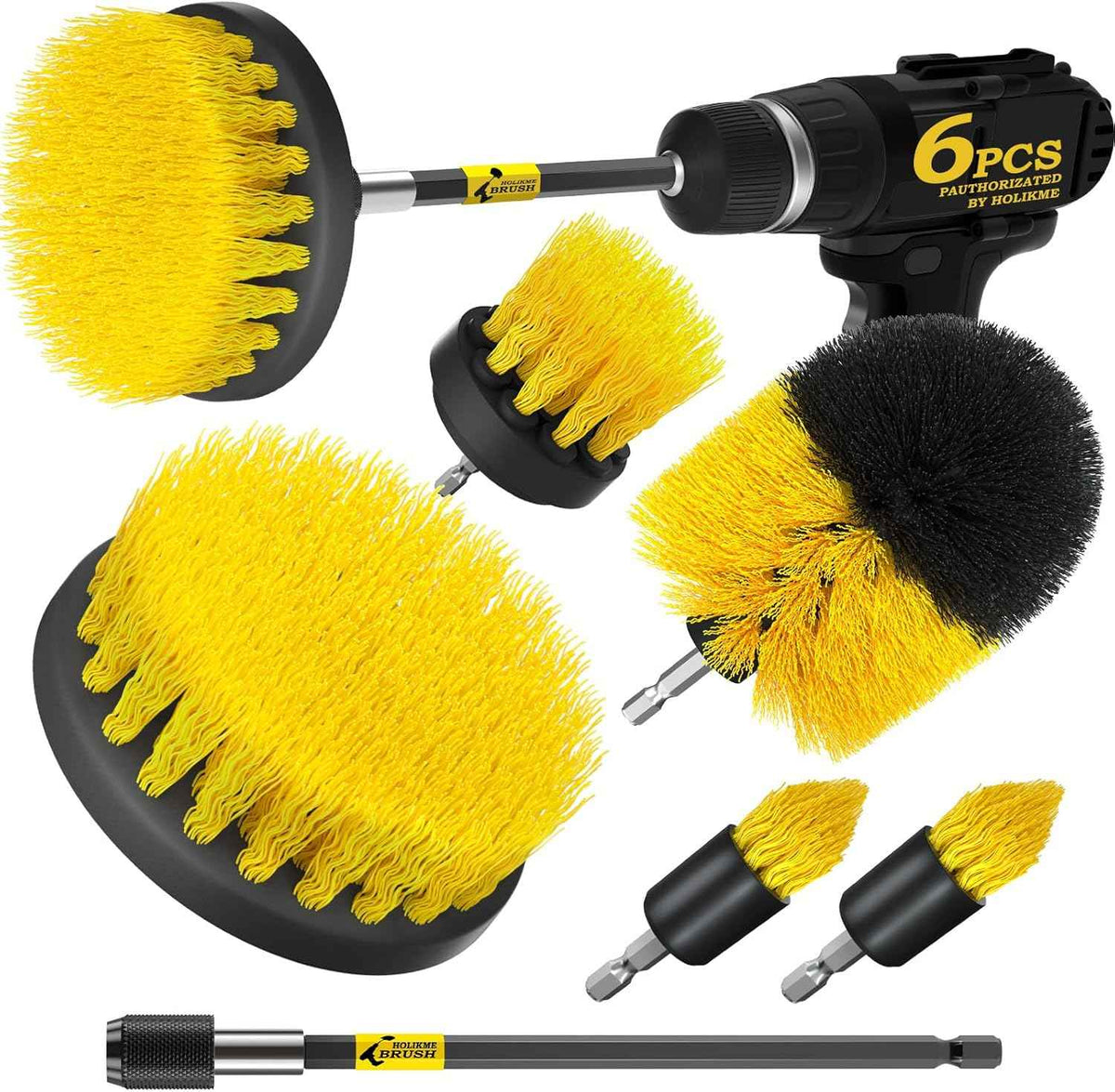 Holikme 6Pack Drill Brush Power Scrubber Cleaning Brush Extended Long Attachment Set