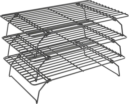 2PCS Cooling Racks for Cooking and Baking - 10" x 15"Heavy Duty Stainless Steel Wire Rack for Baking, Grilling, Roasting - Oven & Dishwasher Safe - Fits Jelly Roll Sheet Pan-Silver
