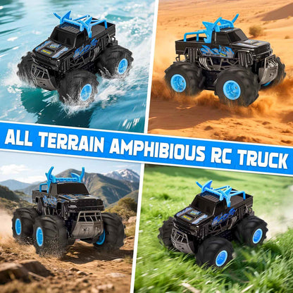 BainGesk Waterproof Remote Control Monster Truck Toys, 1:16 RC Car, 2.4GHz 4WD All Terrain Car Toys with 2 Rechargeable Batteries, Off-Road Truck Gifts for 6, 7, 8, 9, 10, 11, 12 Year Old Boys
