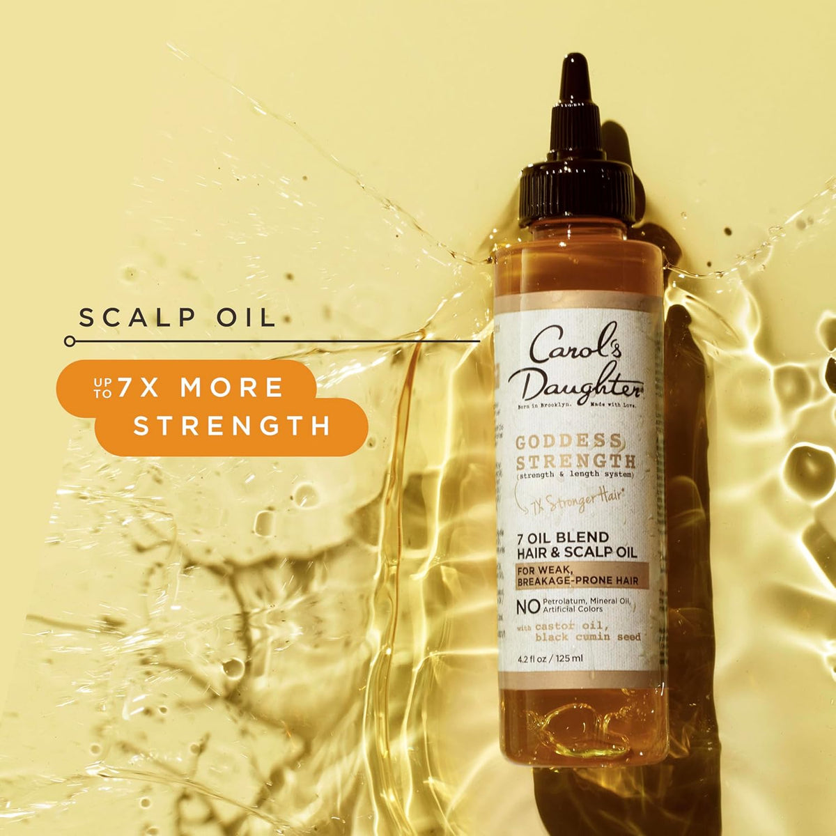Carol's Daughter Goddess Strength 7 Oil Blend Scalp and Hair Oil for Waves, Coils and Curls, Hair Treatment with Castor Oil, 4.2 Fl Oz