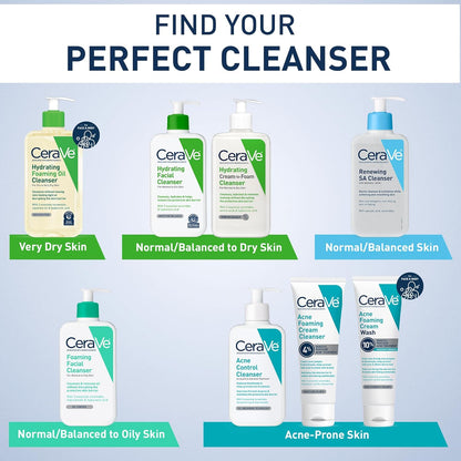 ceraVe Renewing Salicylic Acid Cleanser, 16 Ounce, Hyaluronic Acid, Niacinamide, Ceramides, Exfoliating Face Wash