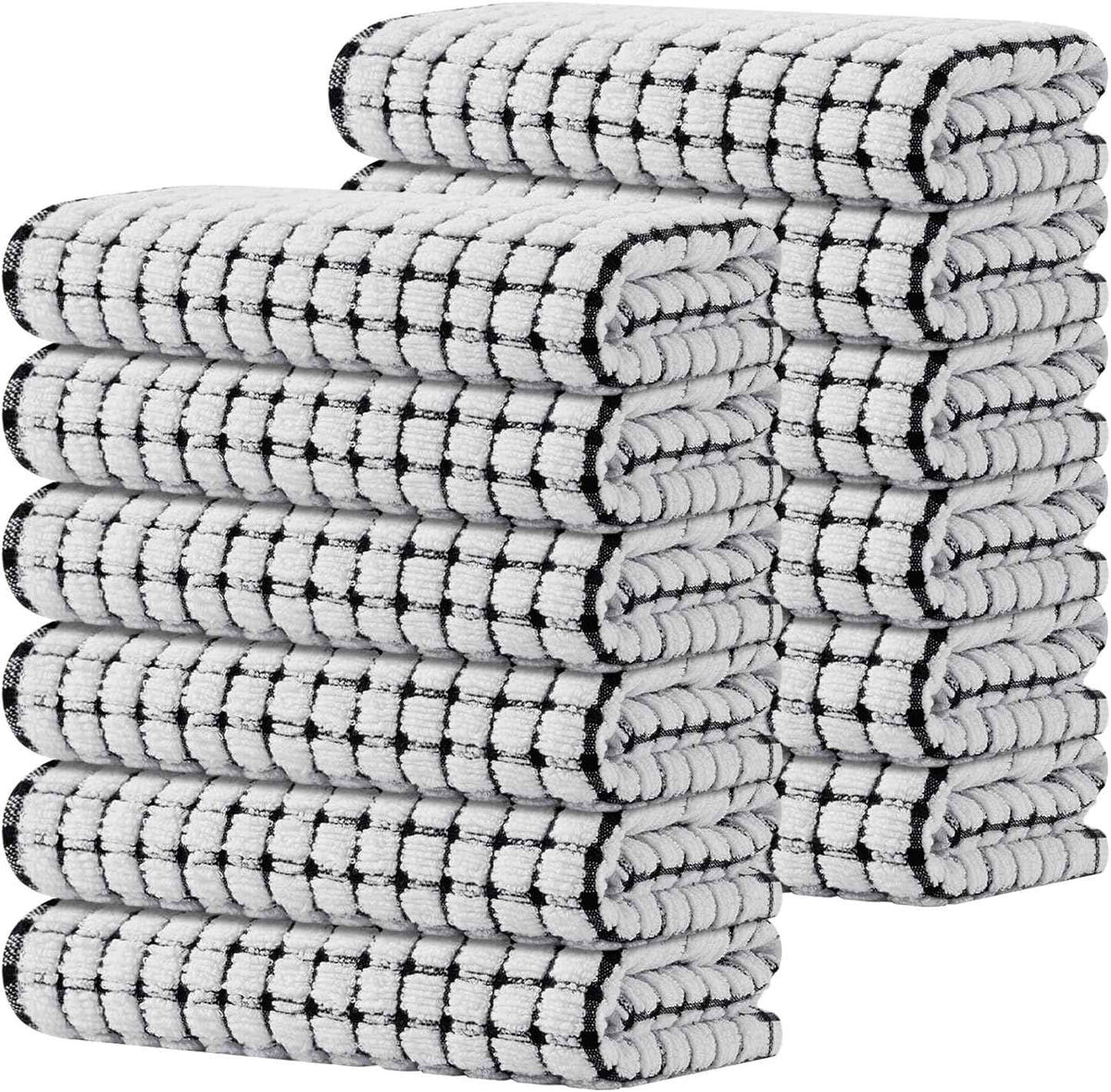 Kitinjoy Cotton 8 Pack Terry Kitchen Dish Cloths, 12 x 12 Inches Super Soft and Absorbent Dish Rags, Quick Drying Dish Towels for Washing Dishes, Mixed Color