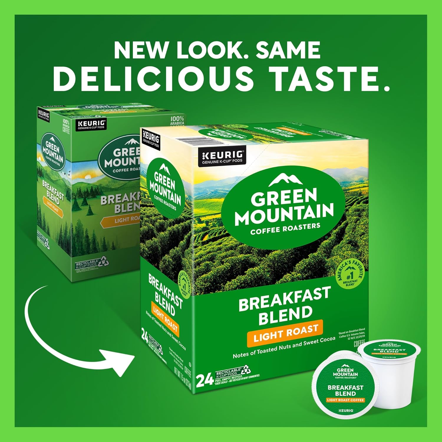Green Mountain Coffee Roasters Breakfast Blend Single-Serve Keurig K-Cup Pods, Light Roast Coffee, 96 Count