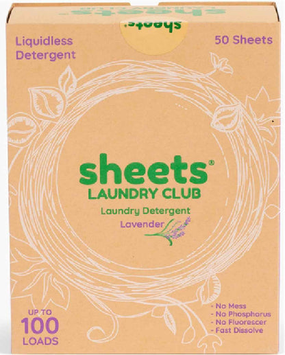 Sheets Laundry Club - Liquidless Laundry Detergent Sheets, 100 Loads - Fresh Linen Scent, Eco-Friendly, Quick-Dissolving Formula, Hypoallergenic, Septic Safe, Plastic-Free Packaging - 50 Sheets