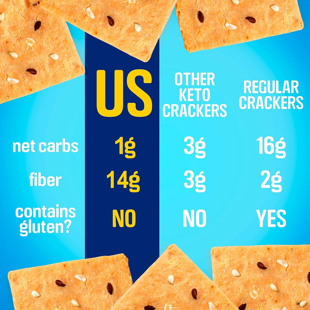 keto crackers almond flour low-carb snack variety pack sea salt cheddar cheese rosemary