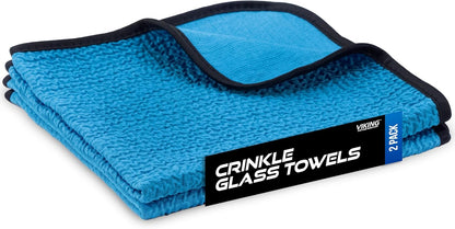 viking glass microfiber cleaning cloth 2 pack blue 16x16 inch for car and home